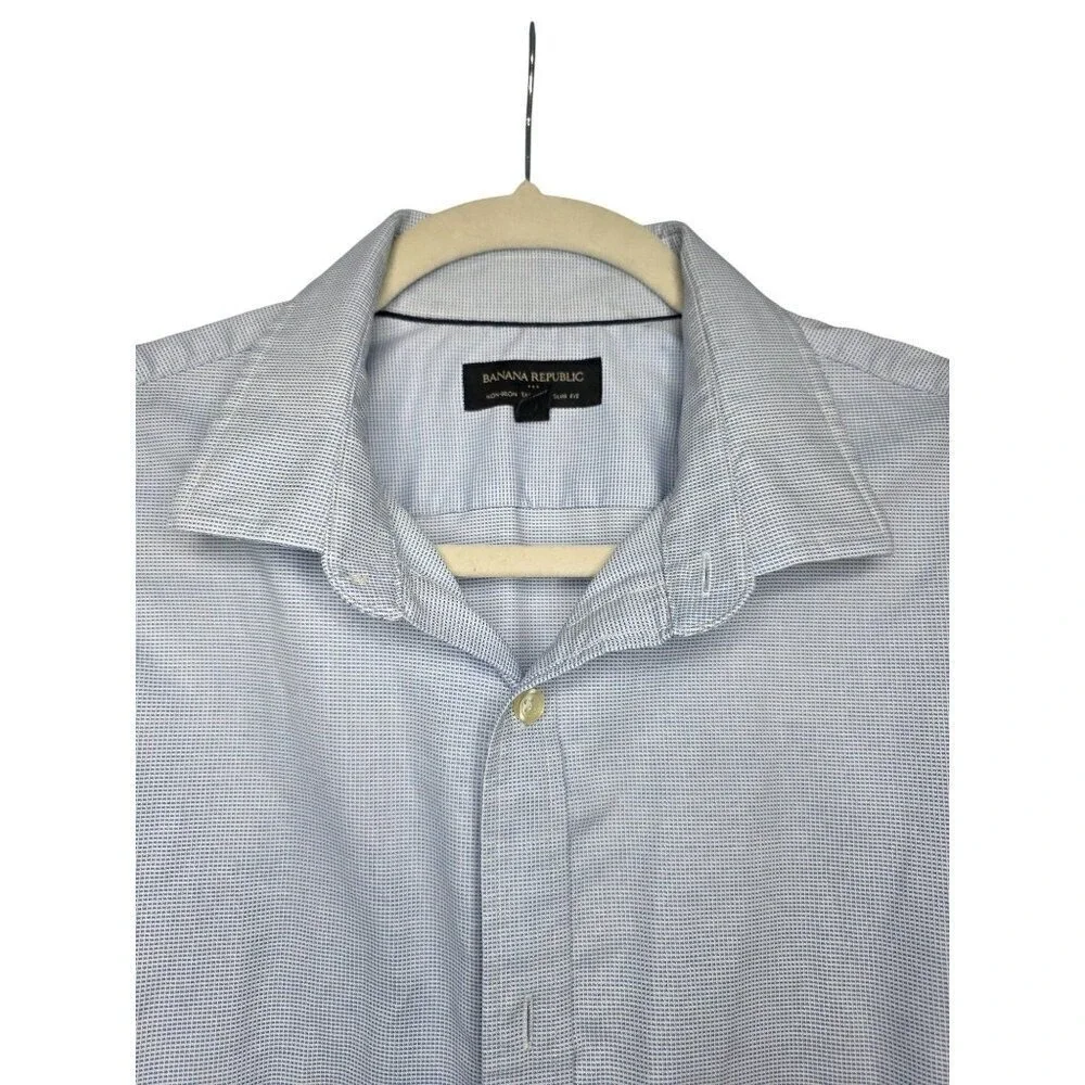 Banana Republic Shirt Mens‎ Large L Blue Plaid Button Down Long Sleeve Non Iron